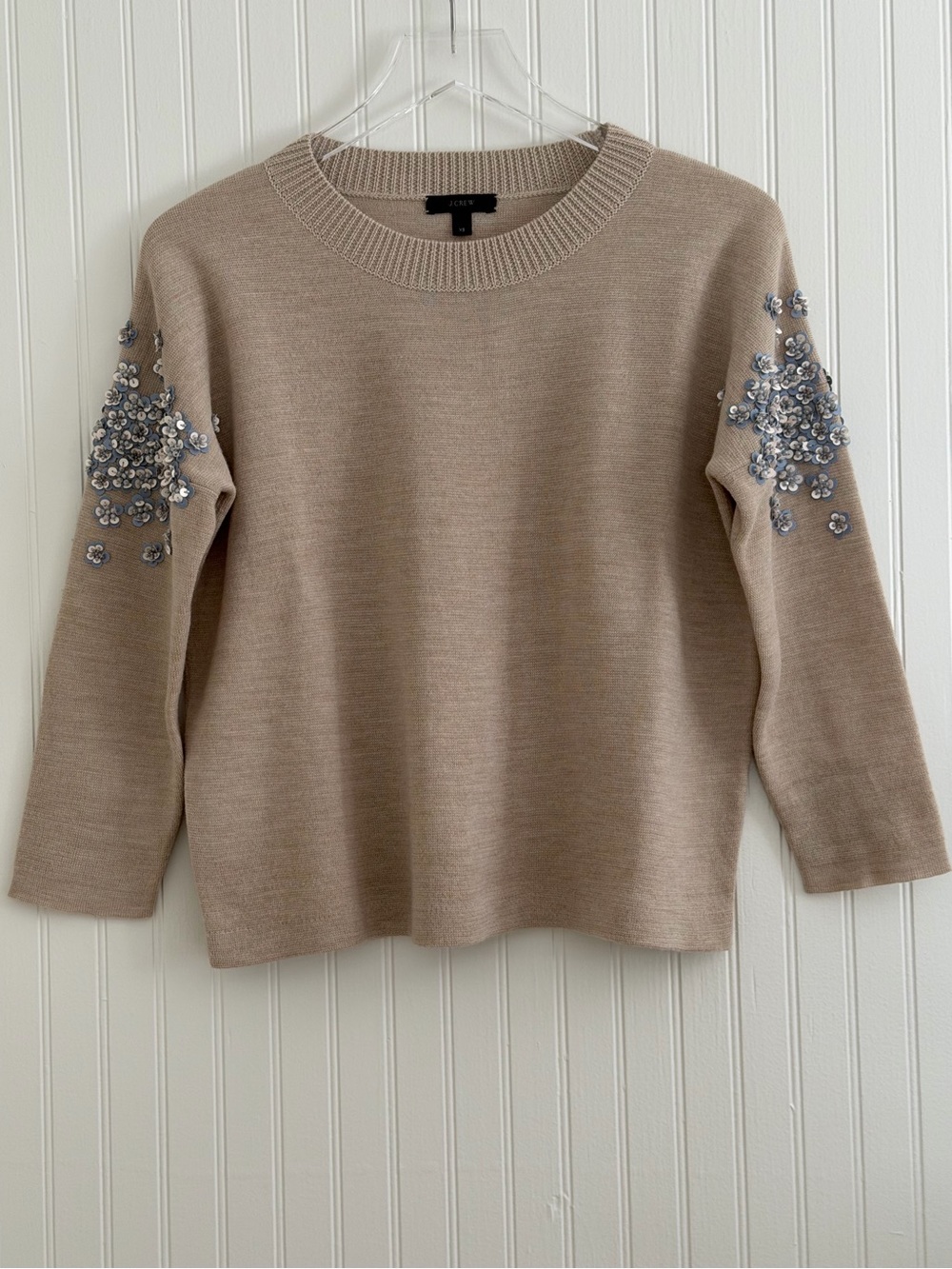 J. Crew Sequin Floral Sweater